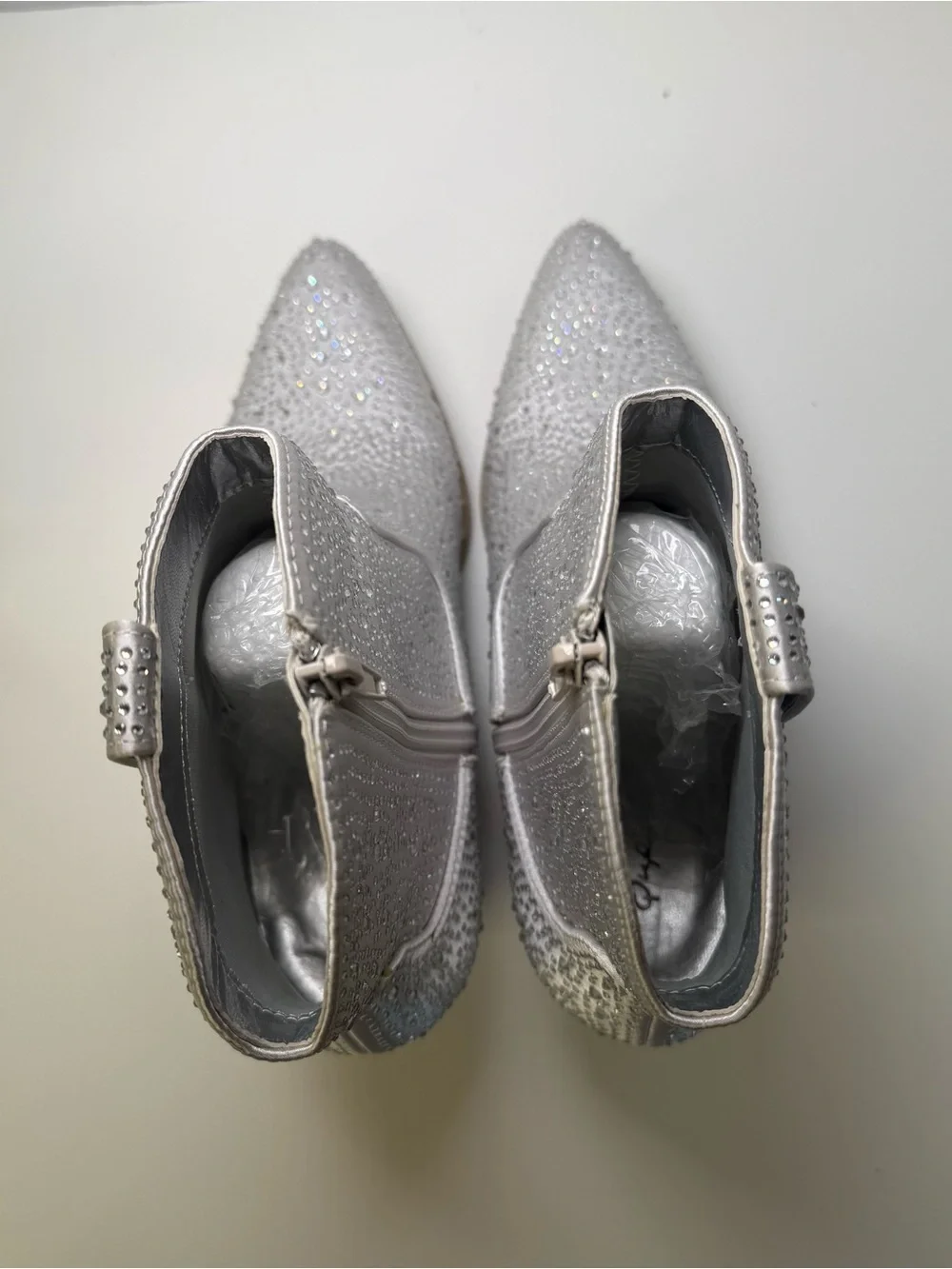 Qupid Silver Sparkle Leslie Rhinestone Western Boots Womens Size 7 Festival Boho